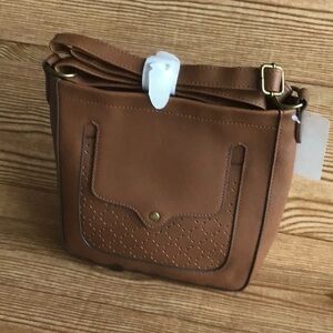 NWT Light Brown Handbag with Quilted front pocket Crossbody